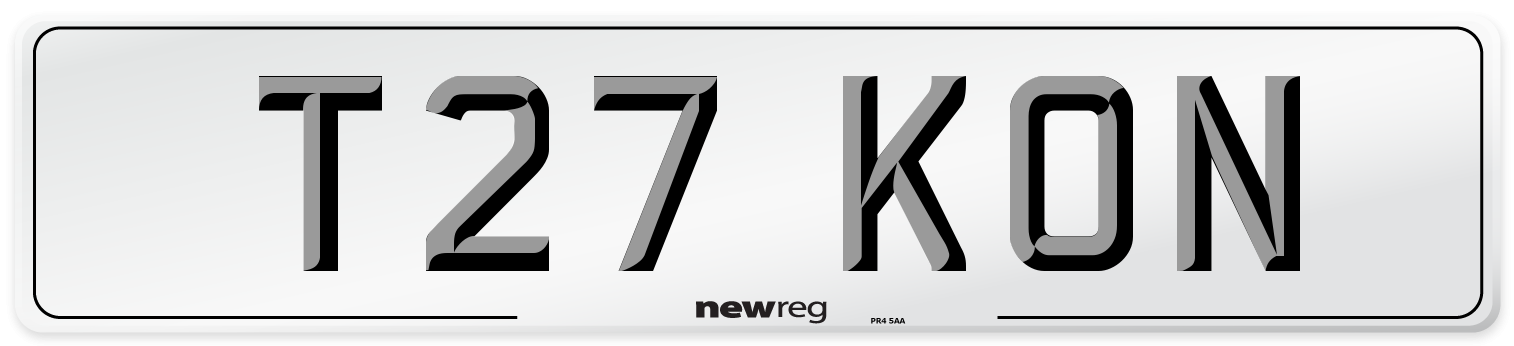 T27 KON Number Plate from New Reg